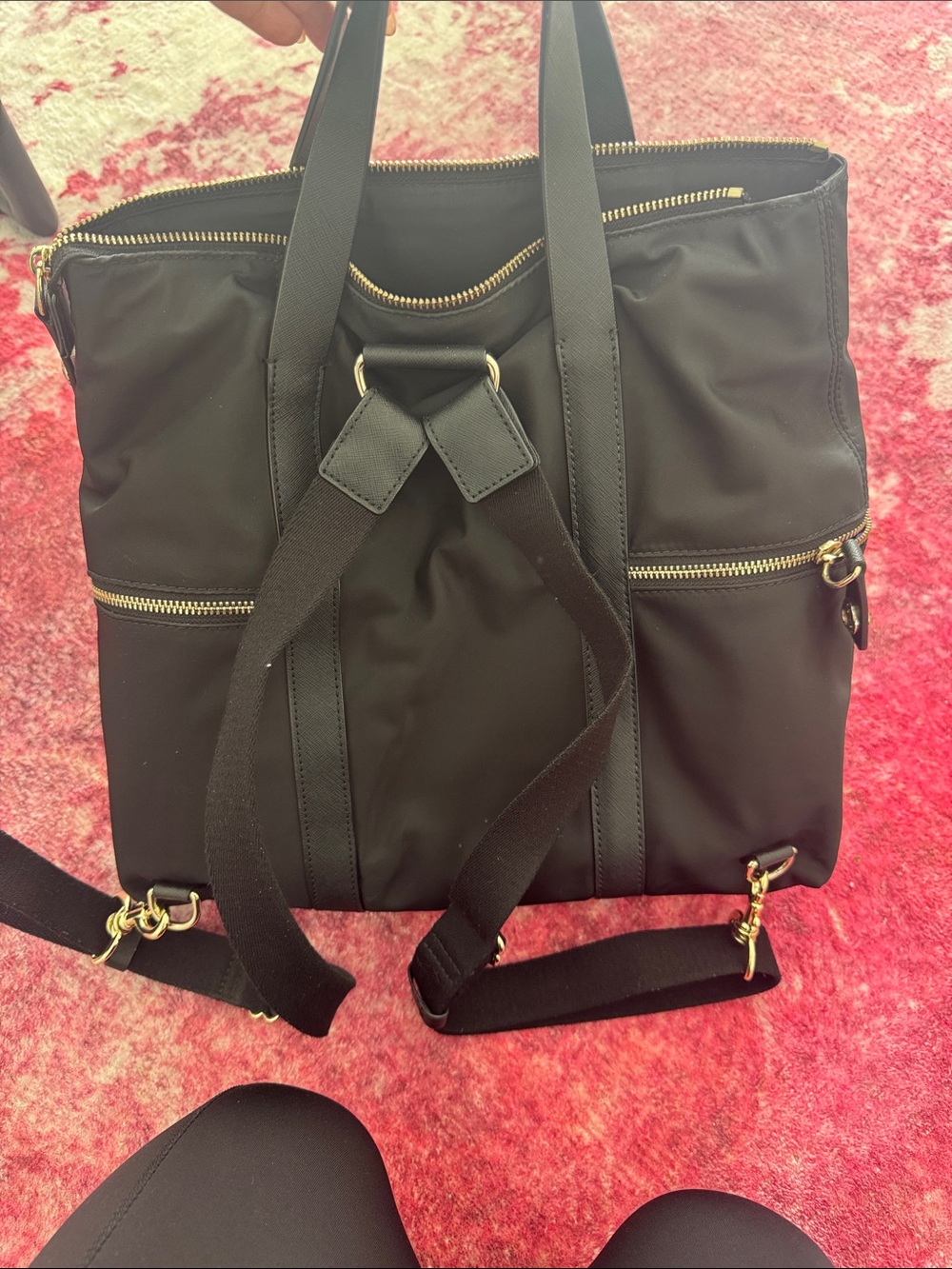 Black Henri Bendel Backpack Tote with Gold Hardware - Picture 3 of 3